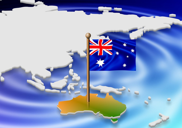 Flaga Australii i mapa - Zdjęcie, obraz