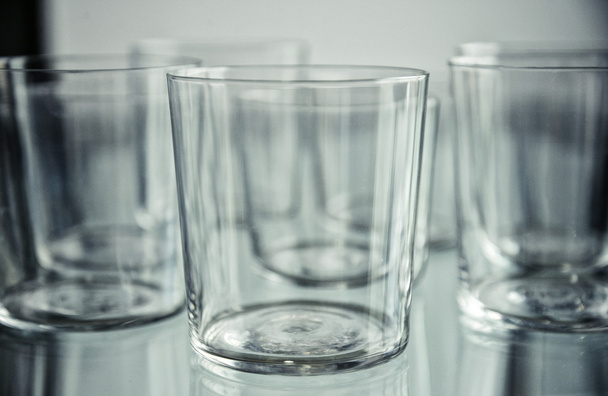 empty glasses reflection closeup - Foto, afbeelding