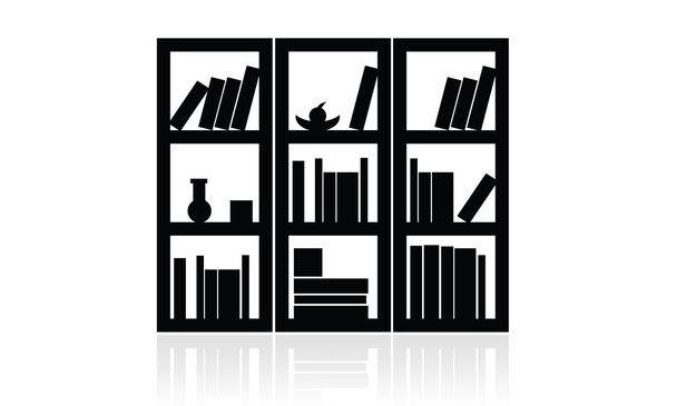 Icono de la biblioteca, icono de los muebles, oficina, casa, objeto interior
 - Vector, Imagen