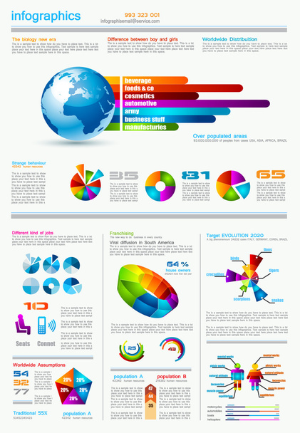 Infographics page with a lot of design elements - Vettoriali, immagini