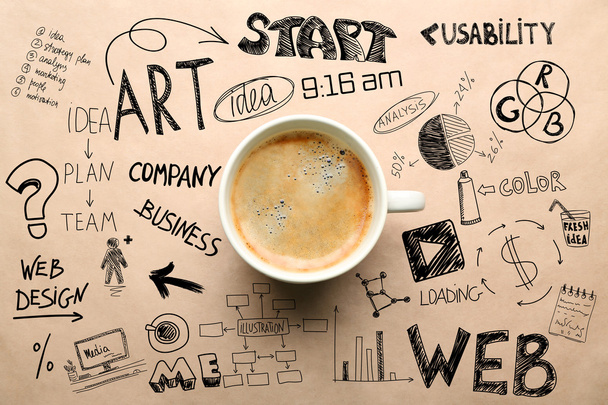 Cup of coffee. Start up concept - Fotó, kép