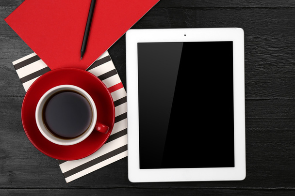 Digital tablet with cup of coffee - Zdjęcie, obraz