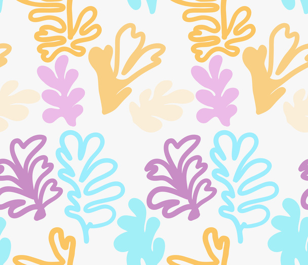 Marker drawn blue yellow and purple leaves - Vector, Imagen