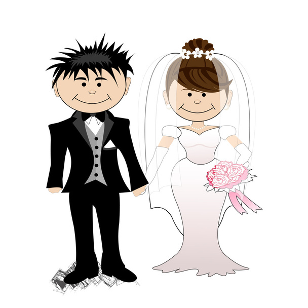Γάμος - Νύφη και το γαμπρό - Διάνυσμα, εικόνα
