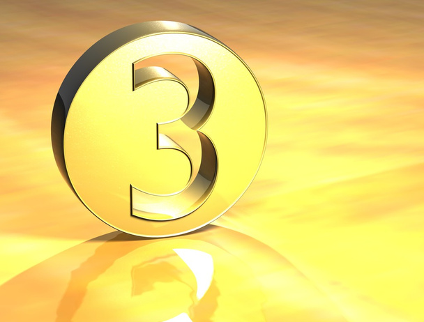 3D αριθμητικό σύμβολο χρυσό - Φωτογραφία, εικόνα