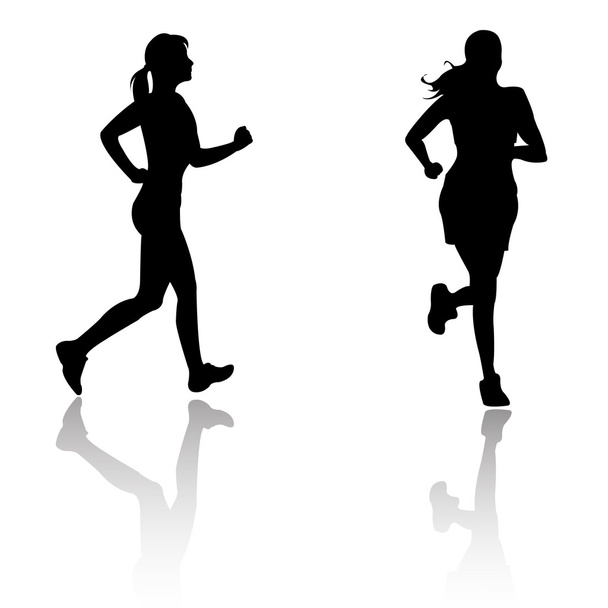 Silhouette run woman - Vector, Image