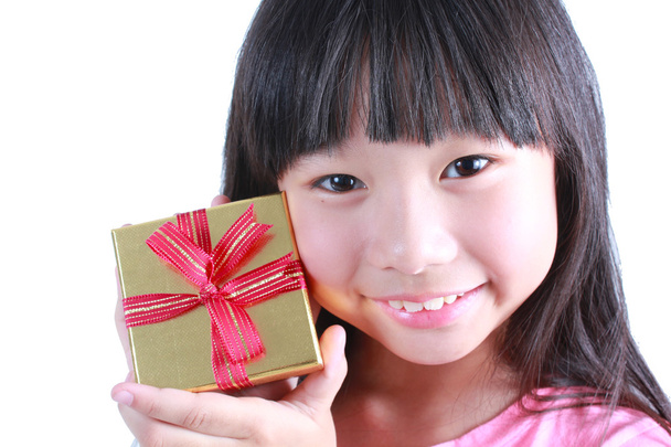 Cute girl with gift box  - Zdjęcie, obraz