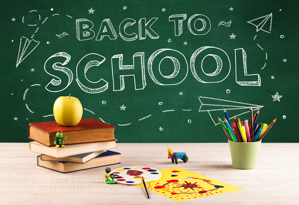 Back to school blackboard and student desk - Photo, image
