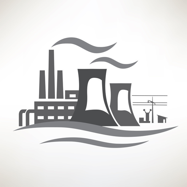 planta de energía, icono de la producción de electricidad tradicional - Vector, Imagen