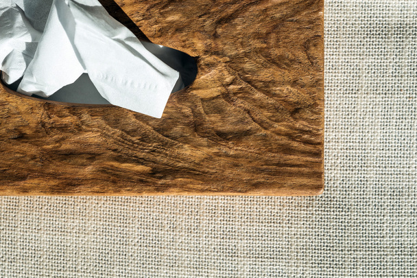 Pohled shora, dřevěné tkáně box na textilie textura - Fotografie, Obrázek