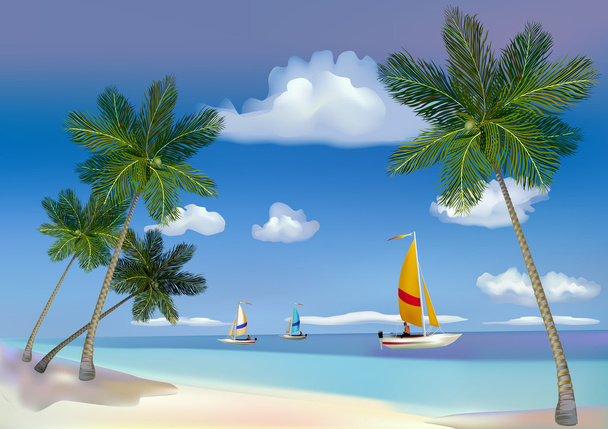 La mer, les yachts, les palmiers
. - Vecteur, image