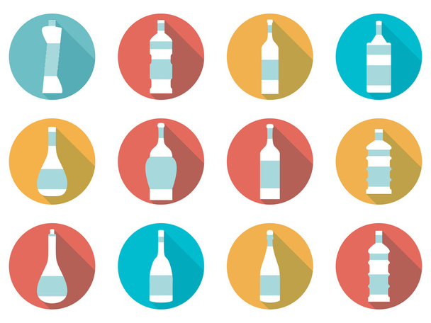 Bottle. Bottle of water. Flat icon with long shadow on white background. Vector illustration. - ベクター画像