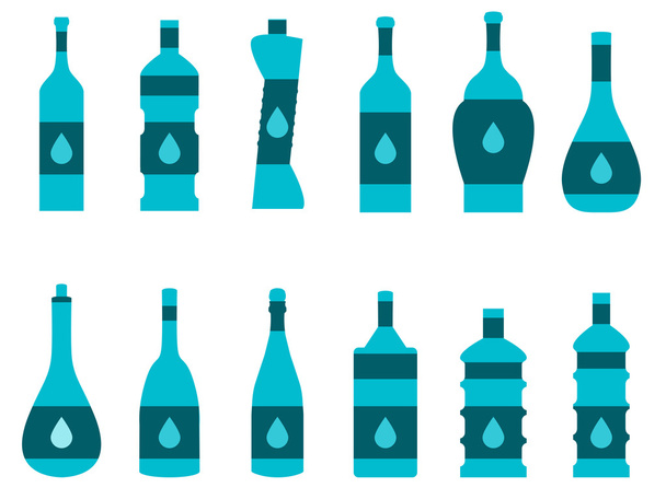 Garrafa de água. Conjunto de garrafas de diferentes formas. Ilustração vetorial
. - Vetor, Imagem