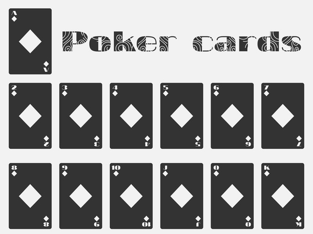 Poker cards, deck of cards, cards diamonds suit. Isolated playing card. - Vector, Image