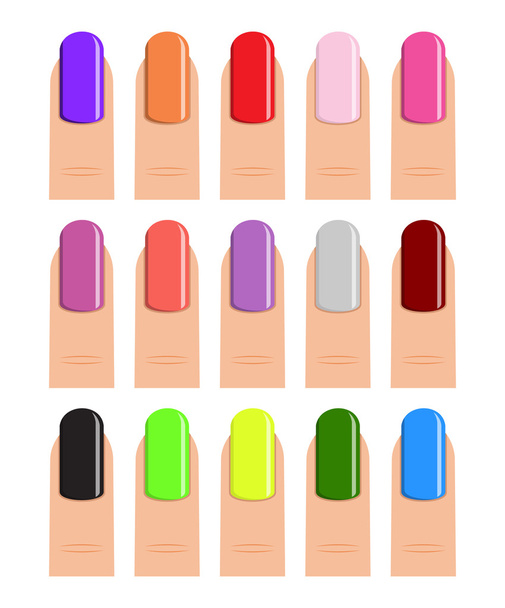 nail polish in different hues. - Vector, Image