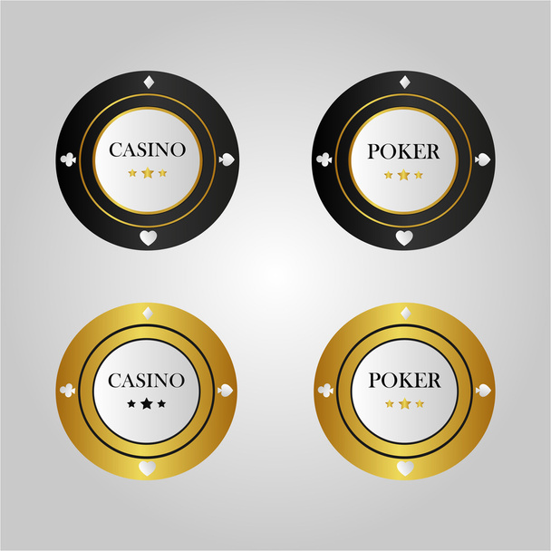 Set of casino chips. Gold, black background. Used for poker - Vector, Image