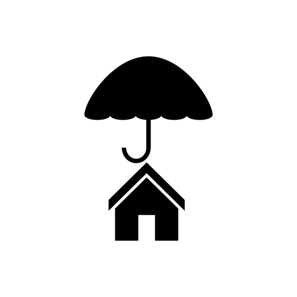 Huis met paraplu pictogram. Vastgoed verzekering symbool. Vector ik - Vector, afbeelding