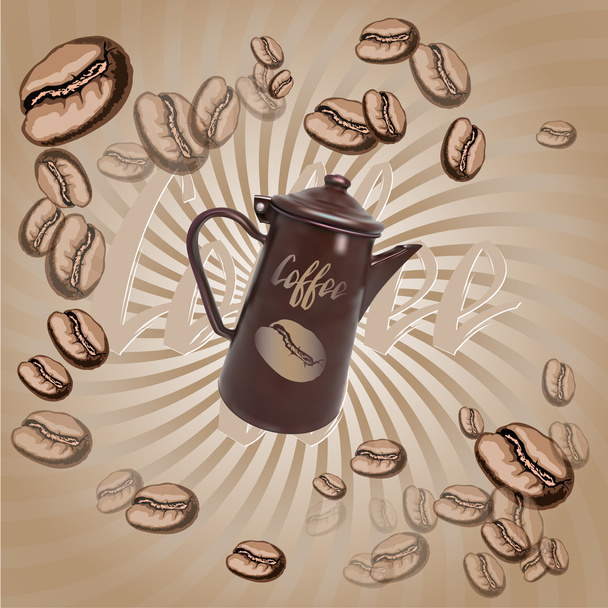 Kávé pot, zománcozott - Vektor, kép