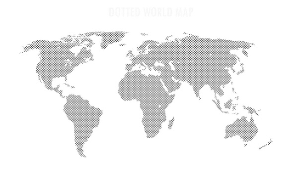 Форма карты мира, заполненная шаблоном кругов
 - Вектор,изображение
