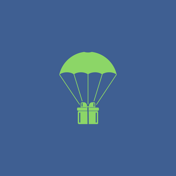 Luxe-geschenketui vliegen op parachute, bezorgservice, bonus concept - Vector, afbeelding