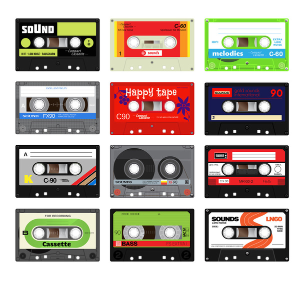 Vintage cassette tapes - Wektor, obraz