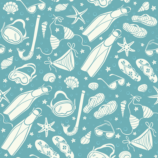 beach accessories  pattern - Vector, Imagen