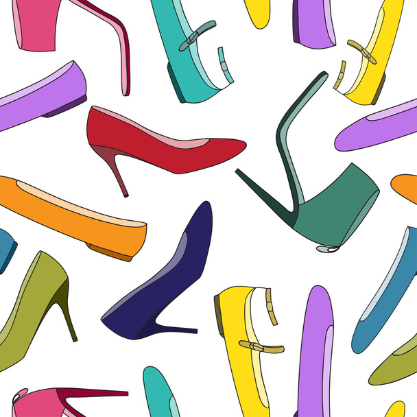 pattern with beautiful colorful shoes - Vector, imagen