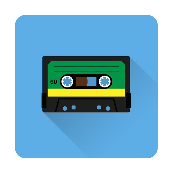 Cassette tape icon flat style - Vector, Imagen