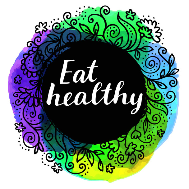 Eat Healthy. Modern calligraphic poster - Вектор, зображення