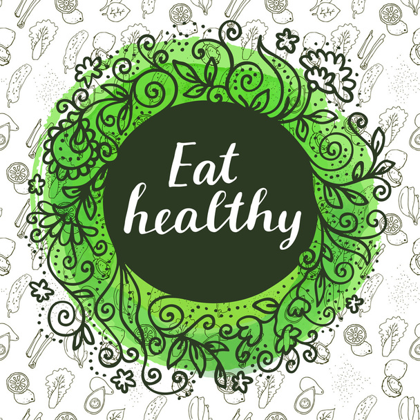 Eat Healthy. Modern calligraphic poster - Vector, imagen