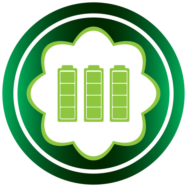 Ícone verde com sinal de bateria completa
 - Vetor, Imagem