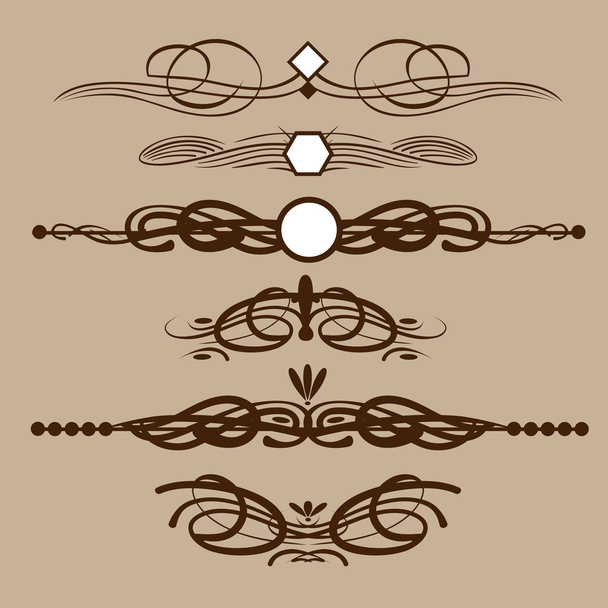 Abstract brown floral shape frames set in outline. Digital vector image. - Vector, Image