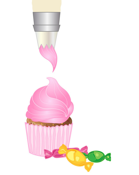 roze suikerglazuur op wit - Vector, afbeelding