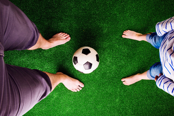Father and son with soccer ball  - Photo, Image