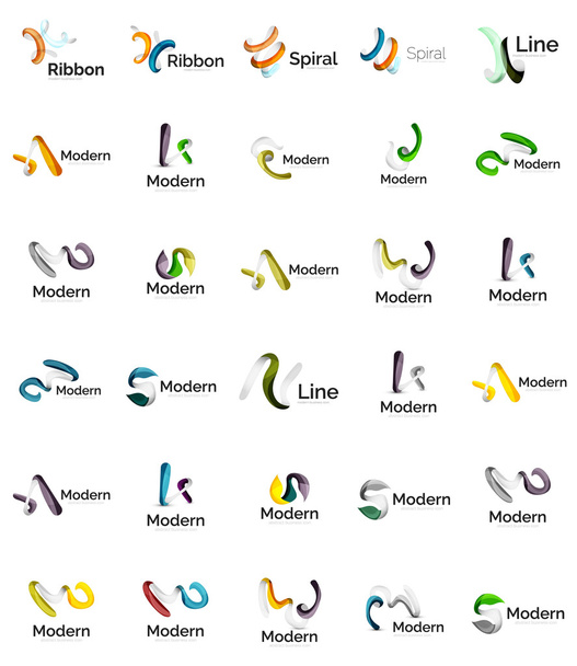 抽象的なリボン ロゴ アイコンのセット - ベクター画像