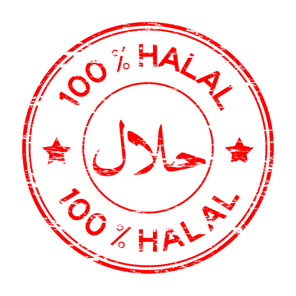 Piros grunge 100 %-os Halal bélyegző - Vektor, kép