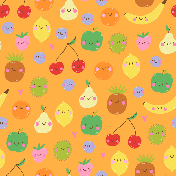 smiley fruits in cartoon style - ベクター画像