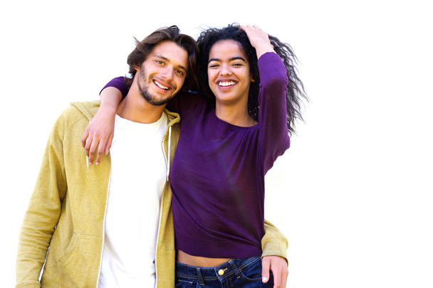 Smiling couple against white background  - Foto, imagen