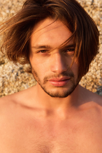 Shirtless male fashion model with beard - Valokuva, kuva
