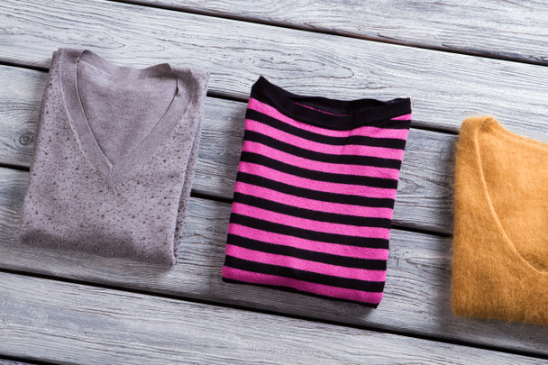 Pink striped sweater. - Valokuva, kuva
