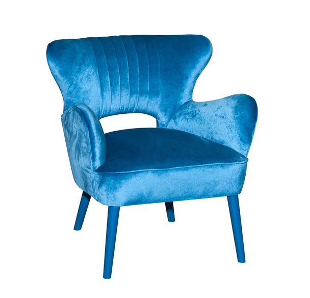 分離された青い繊維モダンな椅子 - 写真・画像