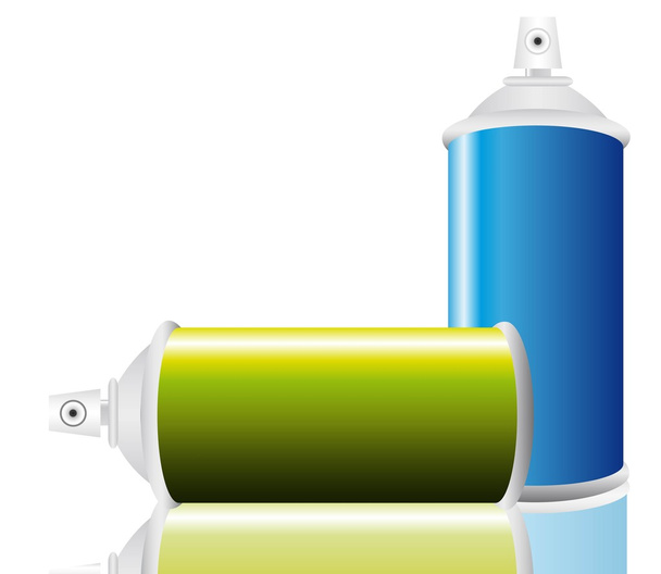 Spray palackot, kék és zöld - Vektor, kép