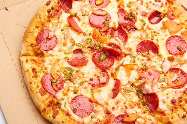 Tasty pizza with pepperoni sausage  - Φωτογραφία, εικόνα