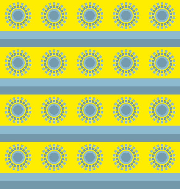 Wzór zabawa z słońca na tle niebieski i żółty - Wektor, obraz