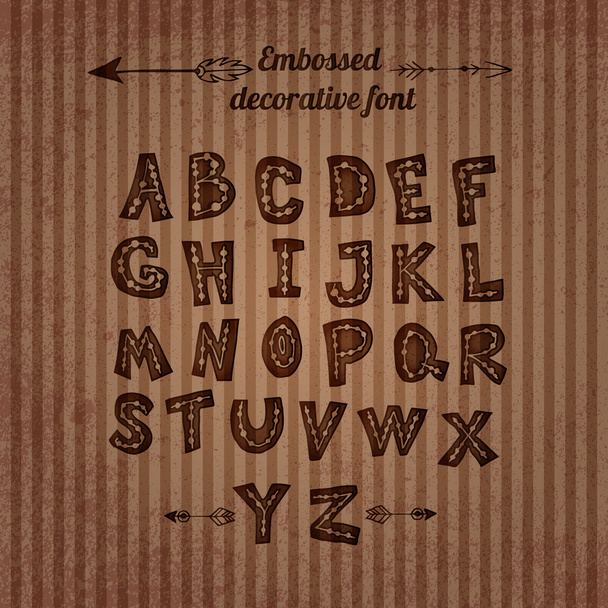 Carved alphabet with the decor inside the letters. - Vector, Image