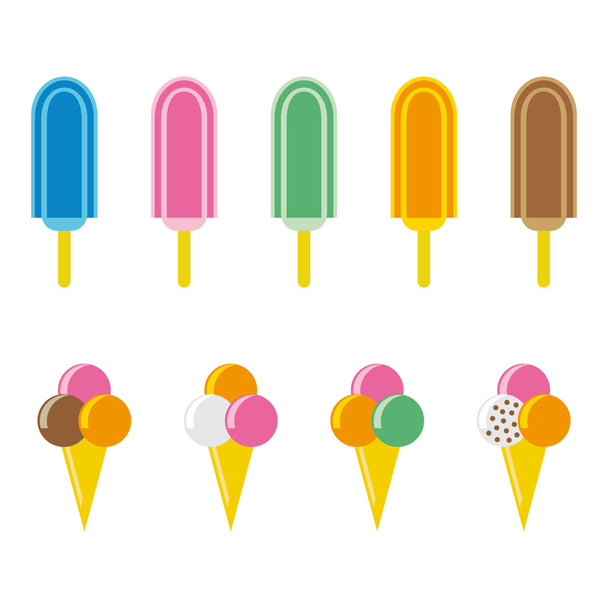 Ensemble d'icônes vectorielles colorées pour crème glacée et glaçons
 - Vecteur, image