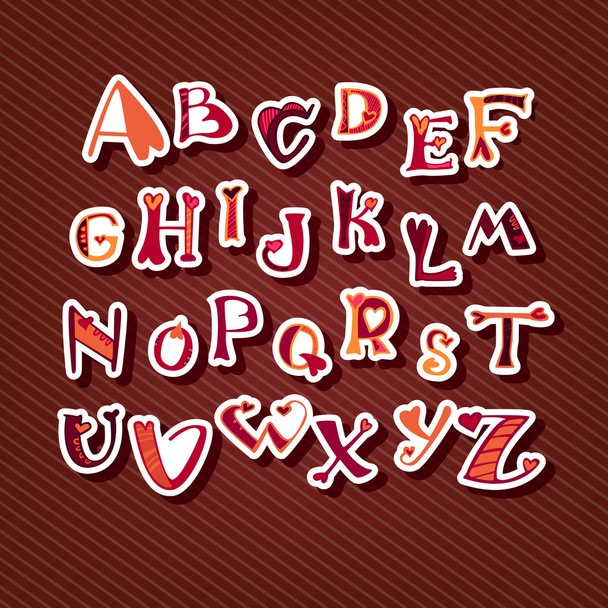 Decorative font with hearts. Love alphabet. - Vector, Image
