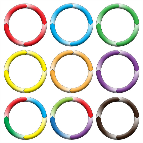 Kreis, Ring. Set aus 9 bunten Kreisen - Foto, Bild