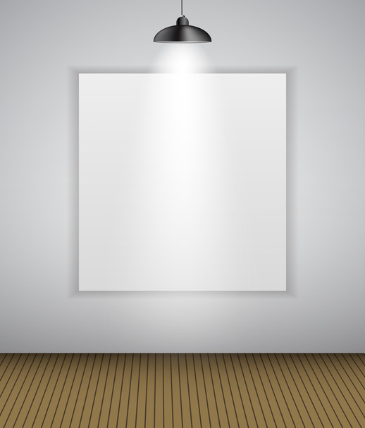 Abstract Gallery Background with Lighting Lamp and Frame. Empty Space for Your Text or Object. - Vector, Image