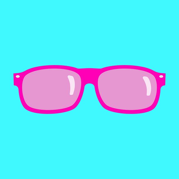 Ροζ γυαλιά ηλίου σε μπλε φόντο. Επίπεδη εικονίδιο. - Διάνυσμα, εικόνα